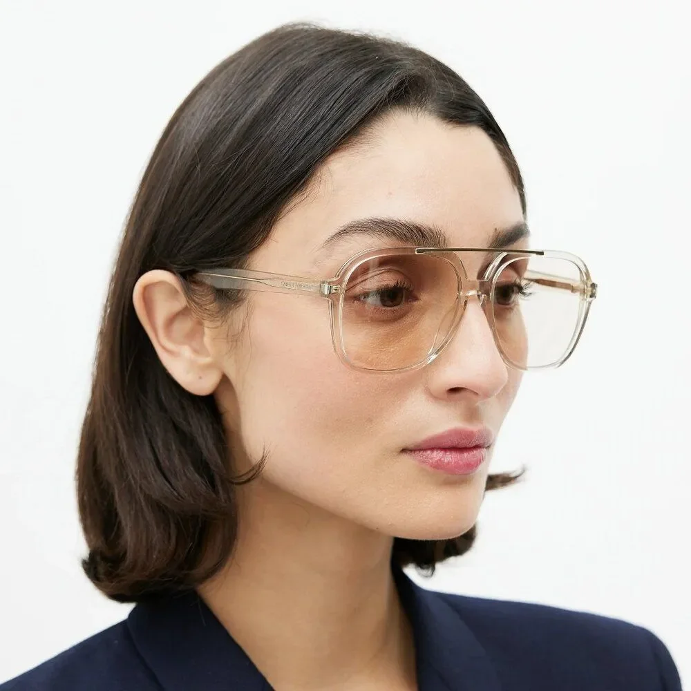 NEW Saint Laurent SL545 002 Beige Light Yellow Pilot Unisex Sunglasses